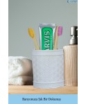 Diş Fırçalığı Tezgah Üstü Beyaz Renk Diş Fırçası Standı Y Desenli Model